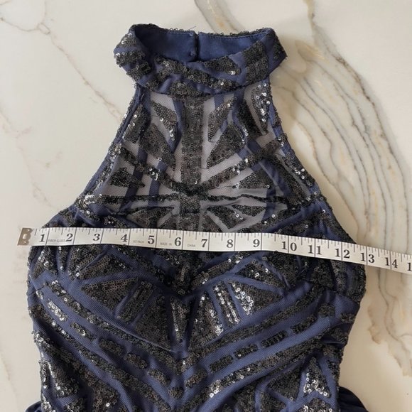 Speechless Halter Sequin Geometric Top Tulle Skater Skirt Dress - Picture 5 of 8